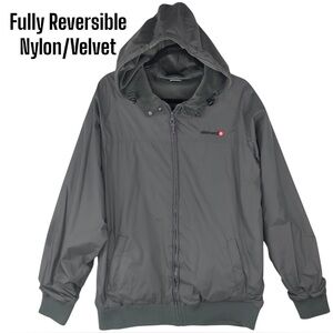 Element REVERSIBLE Nylon/Velvet Zip Up Hoodie Jacket Y2K Vintage Skateboarding